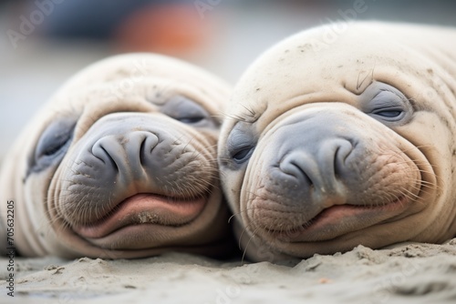 baby elephant seals resting in beach sand © studioworkstock