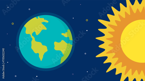 planet earth and sun icon over blue background. colorful design. vector illustration © Volodymyr