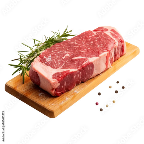 Meat slice isolated on transparent white background. 