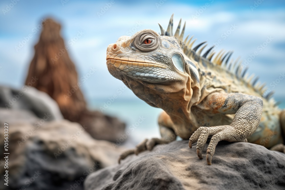 Obraz premium iguana gazing from a rocky ledge
