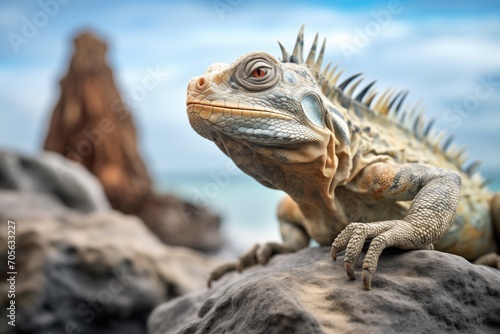 iguana gazing from a rocky ledge © studioworkstock