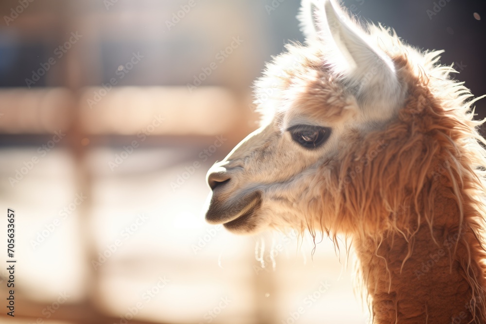 llama fur close-up in sunlight
