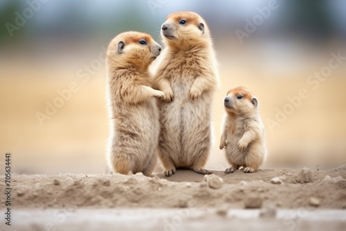 prairie dogs standing together with light reflecting off fur