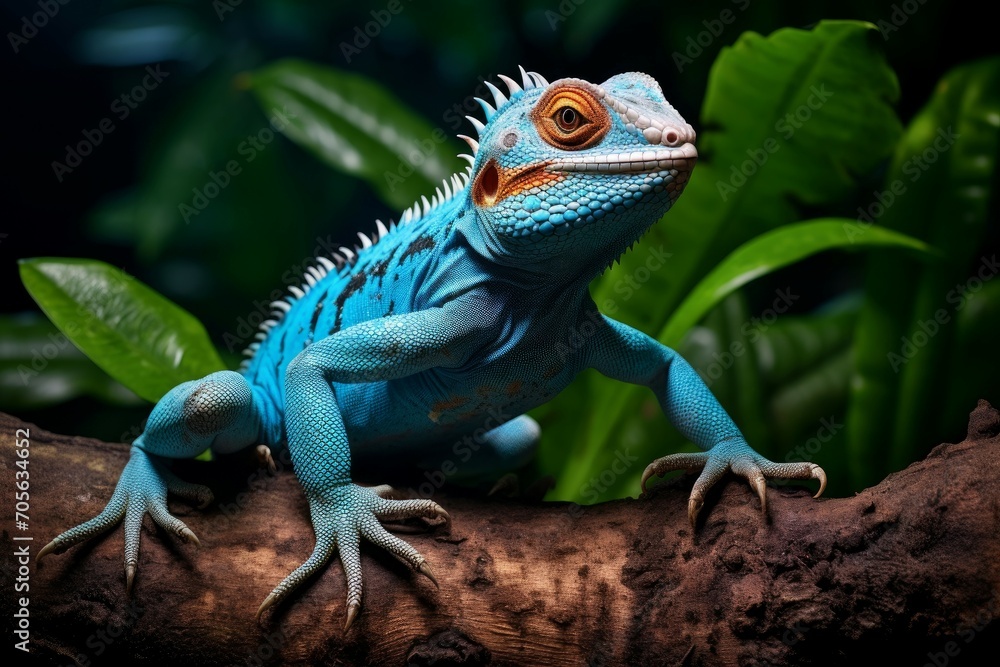 Obraz premium Majestic Exotic lizard portrait. Dragon animal. Generate Ai