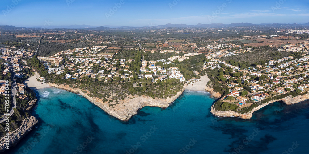 Cala Mendia and Cala Anguila, Manacor, Majorca, Balearic Islands, Spain