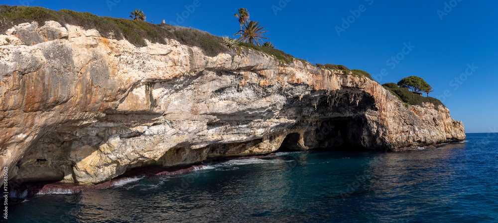 Cala Anguila cliff, Manacor, Majorca, Balearic Islands, Spain