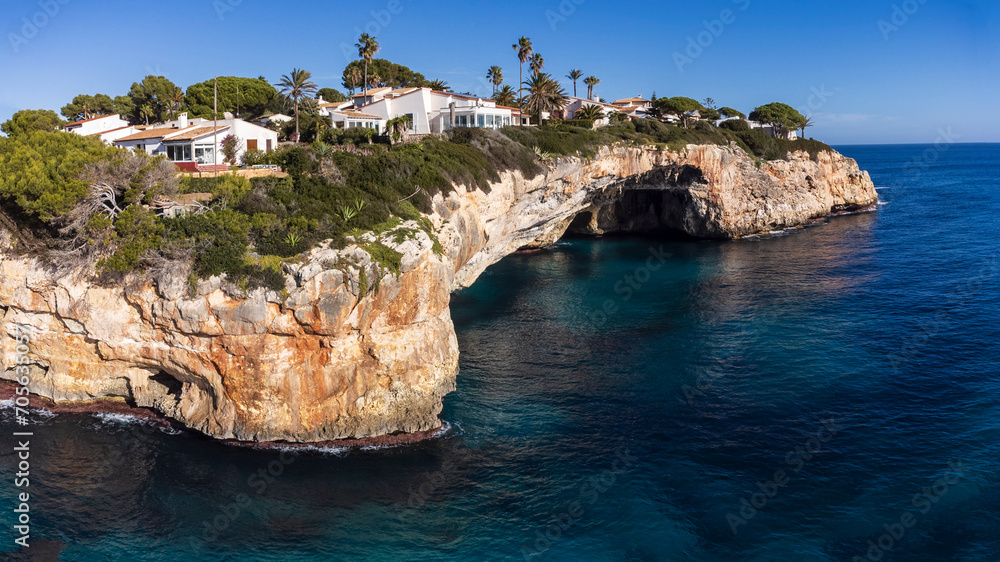 Cala Anguila cliff, Manacor, Majorca, Balearic Islands, Spain