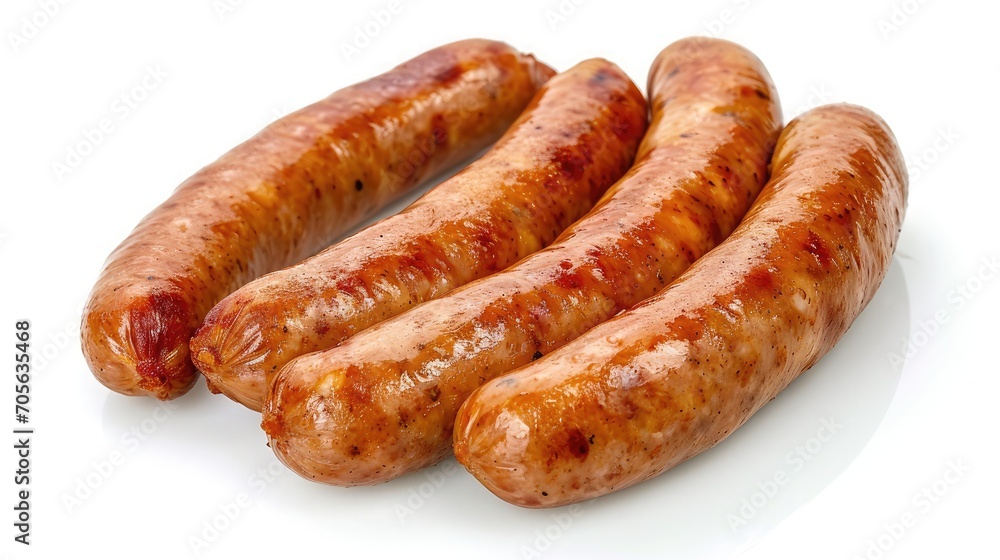 Boiled sausages, isolated on white background Boiled sausages, isolated on white background