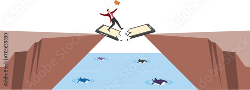 Getting away from it all, Businessman trapped on phone island