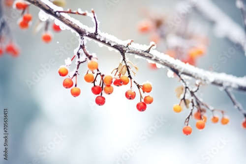 winter berries clinging to frosty branches