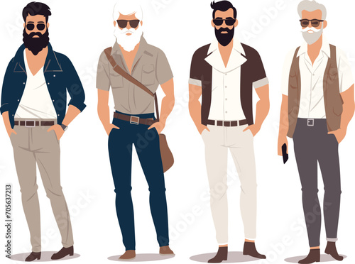 Fototapet Four stylish men in casual fashion standing