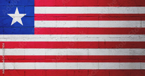 Flag of Liberia painted on a wall photo