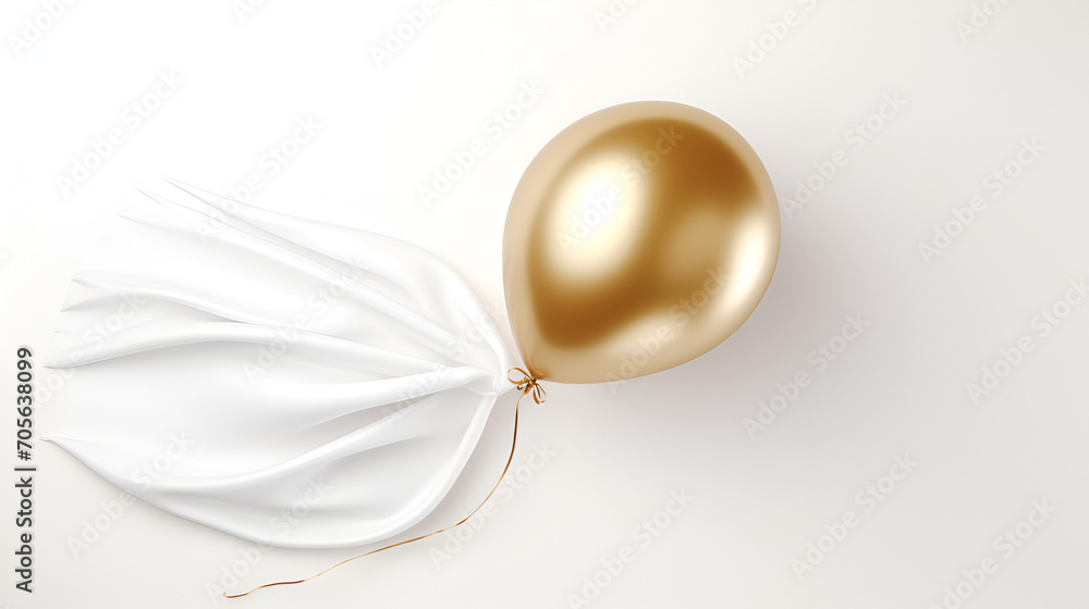 White and gold balloons on a white background. ai generative.