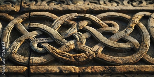 A detailed close-up of a decorative design on a wall. This image can be used to add an artistic touch to interior design projects or as a background for graphic design projects
