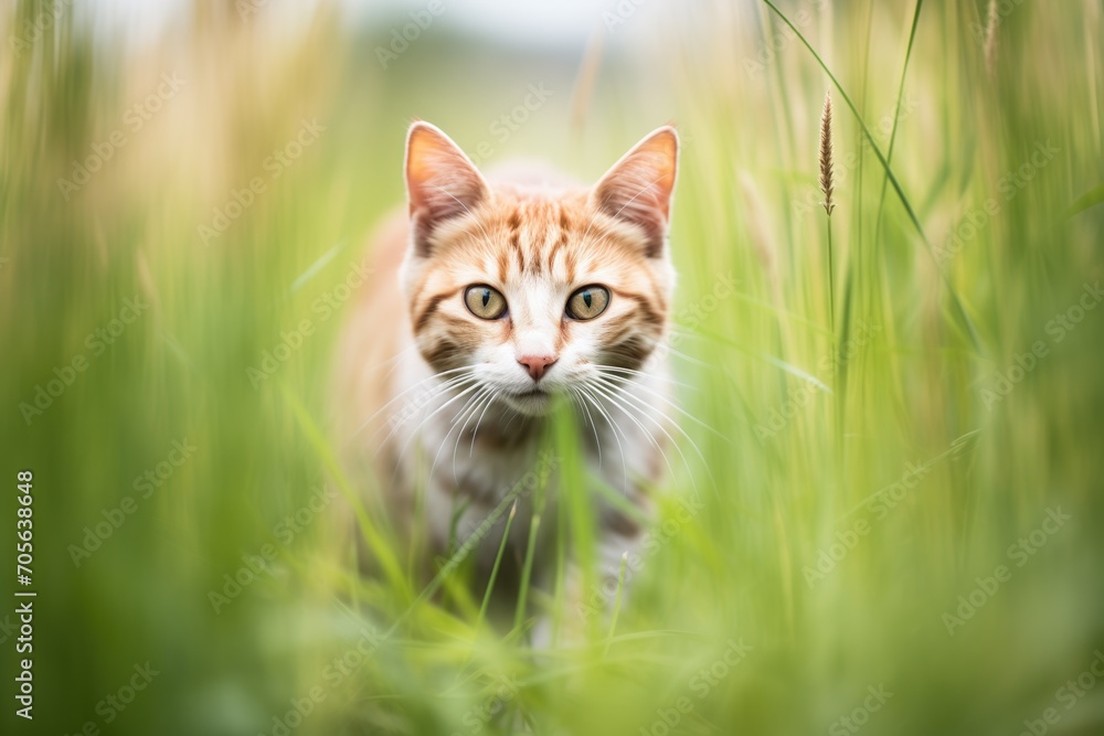 cat stalking through long grass cat stalking through long grass
