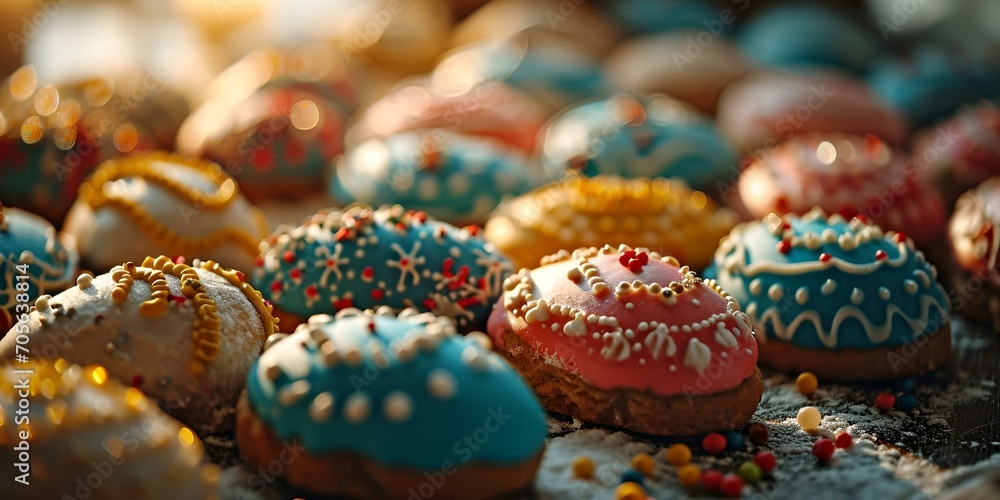 yummy delicious donuts with sprinkles photo
