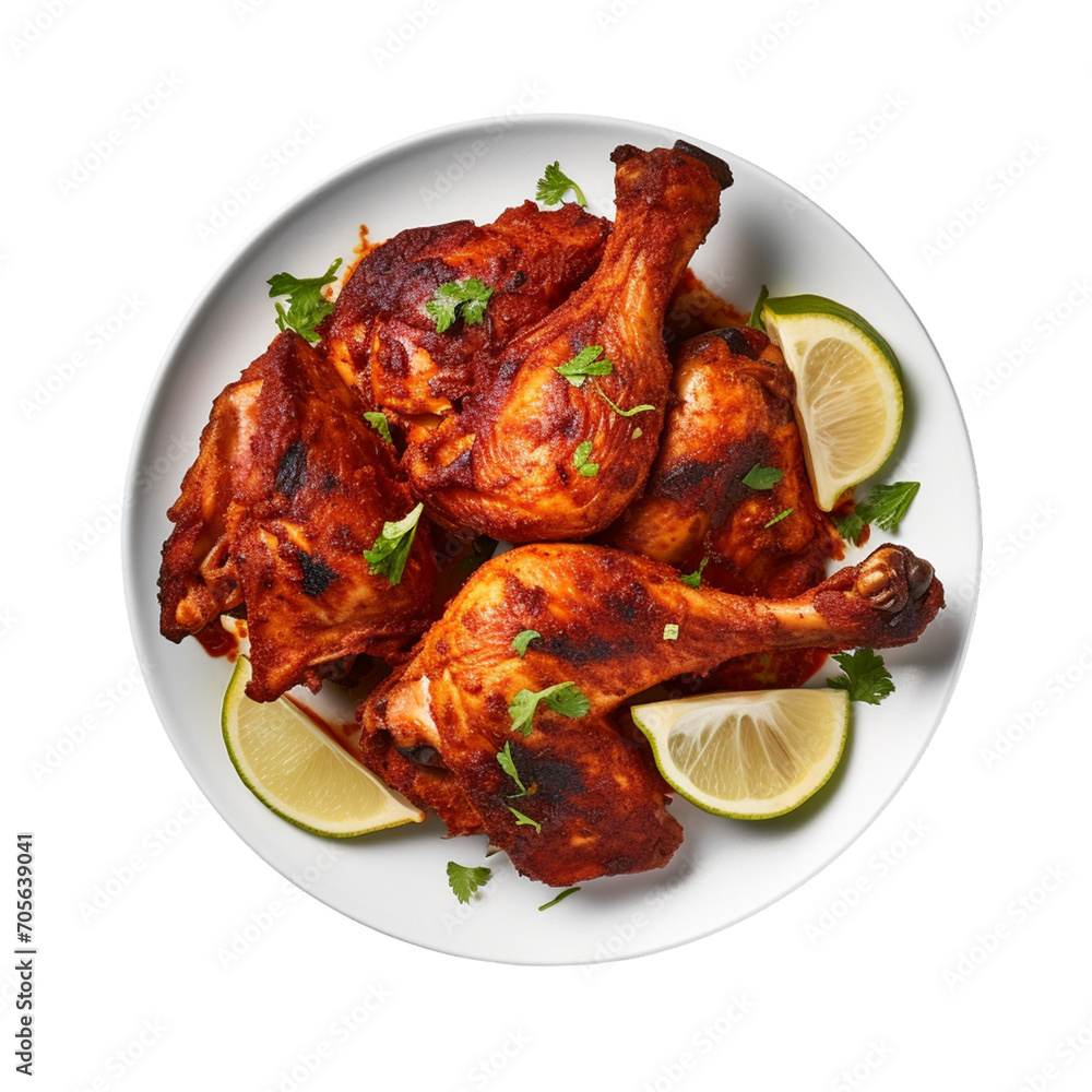 indian tandoori chicken on plate.
indian tandoori chicken on plate.