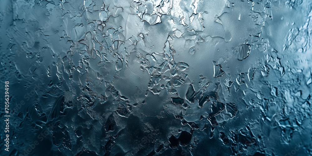 Frosted glass texture. Surface with fractal ice. - obrazy, fototapety, plakaty 