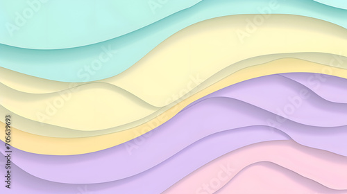 Light purple mint butter pastel shapeless flat abstract background with waves
