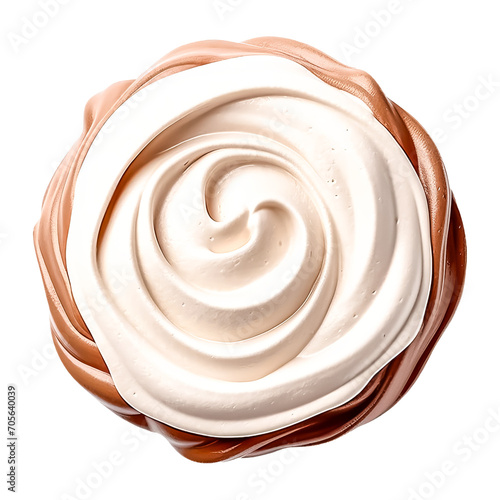 Whipped cream swirl isolated on transparent background