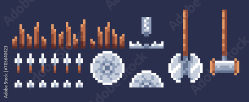 A set of pixel art traps for creating retro games photo