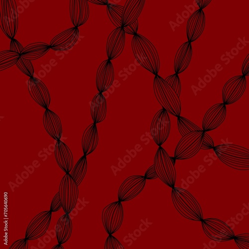Illustration of black line art isolated on red background. 