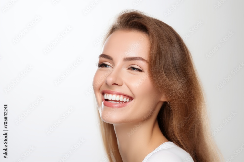 Studio Photo of Cheerful Woman with Glowing Smile. Photo Concept for Cosmetic or Dental Ads. Studio Photo of Cheerful Woman with Glowing Smile. Photo Concept for Cosmetic or Dental Ads.