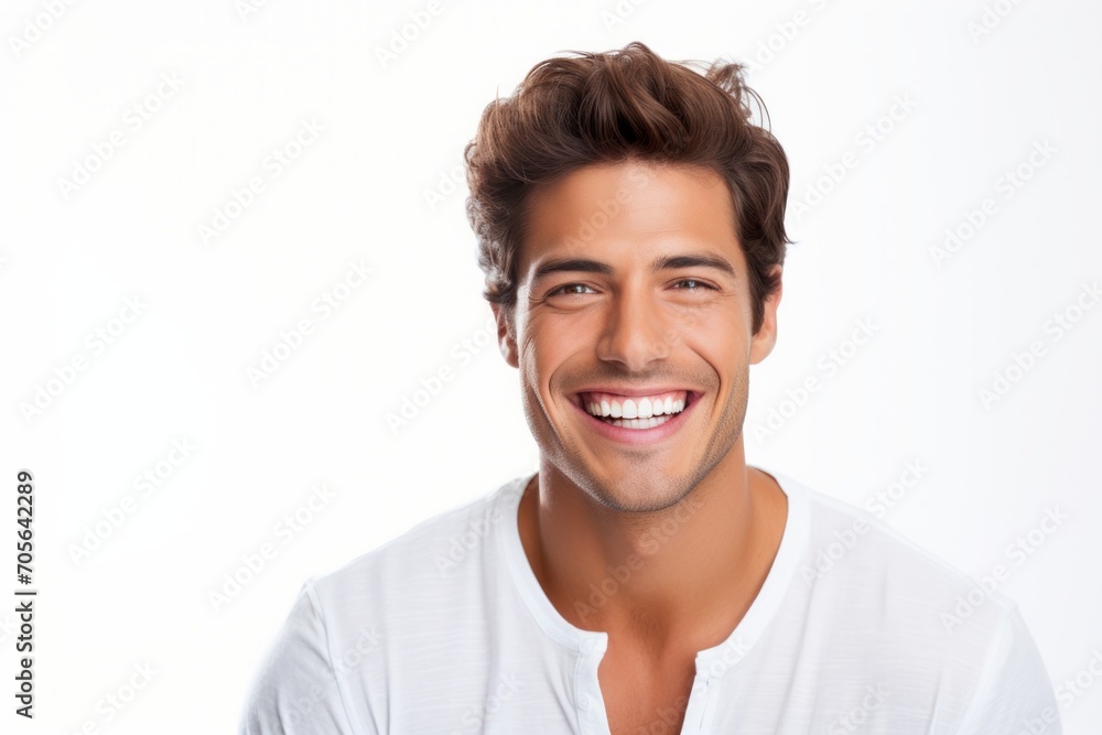Studio Photo of Joyful Handsome Young Man Laughing. Photo Concept for Cosmetic or Dental Ads. Studio Photo of Joyful Handsome Young Man Laughing. Photo Concept for Cosmetic or Dental Ads.