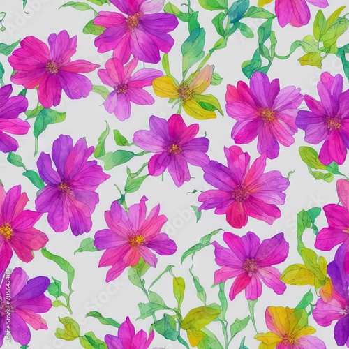 Flowers. Abstract seamless pattern. AI generated.