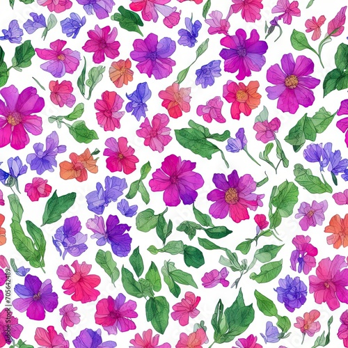 Flowers. Abstract seamless pattern. AI generated.