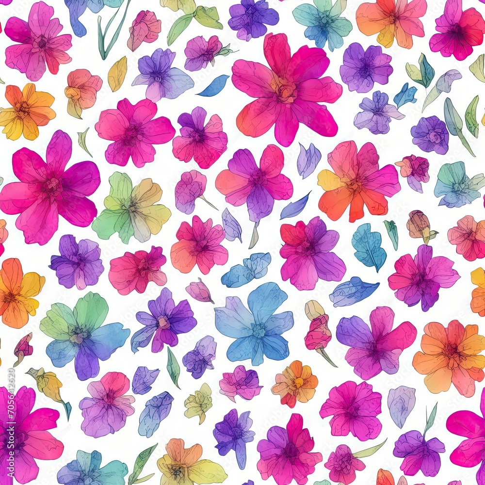 Flowers. Abstract seamless pattern. AI generated. Flowers. Abstract seamless pattern. AI generated.