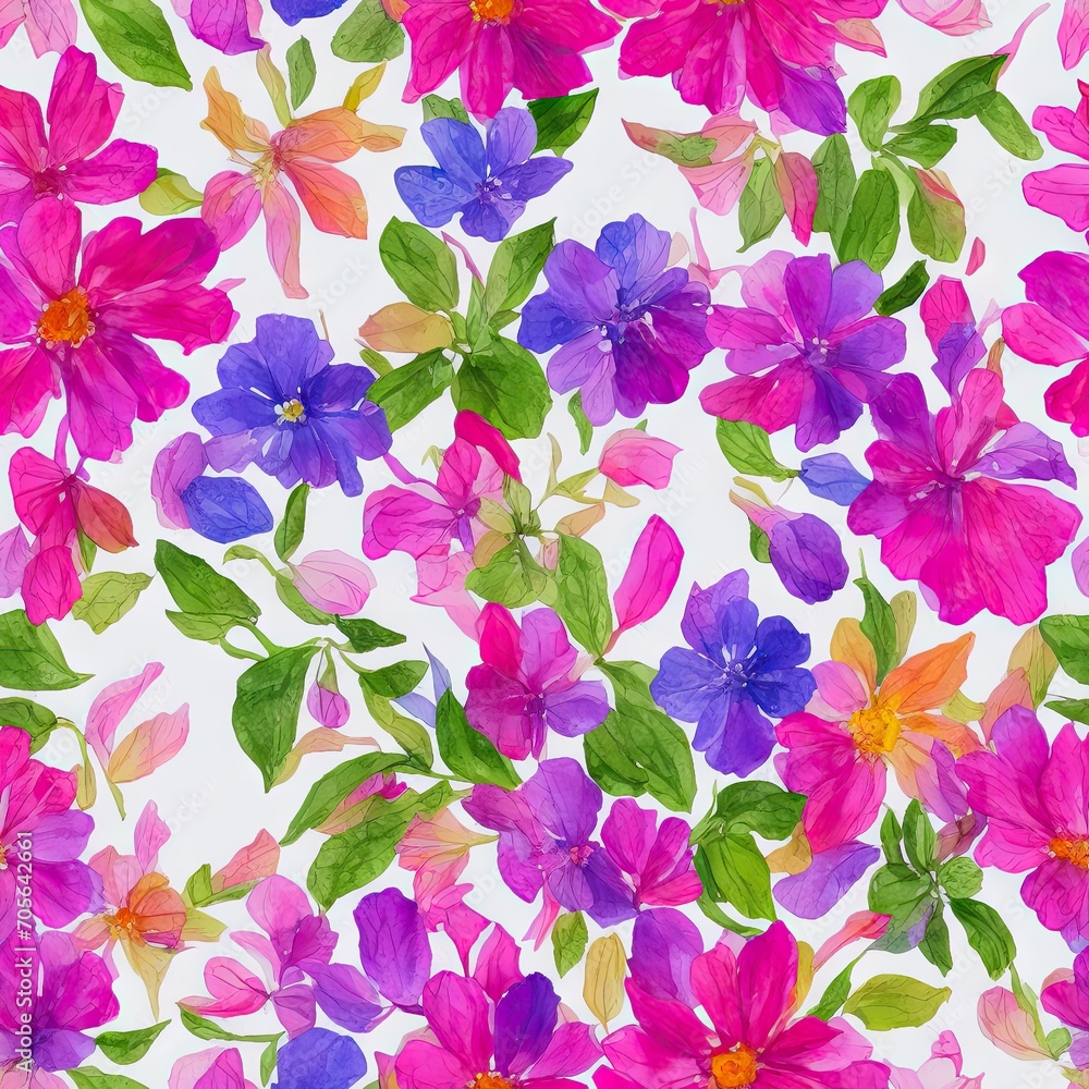 Flowers. Abstract seamless pattern. AI generated. Flowers. Abstract seamless pattern. AI generated.