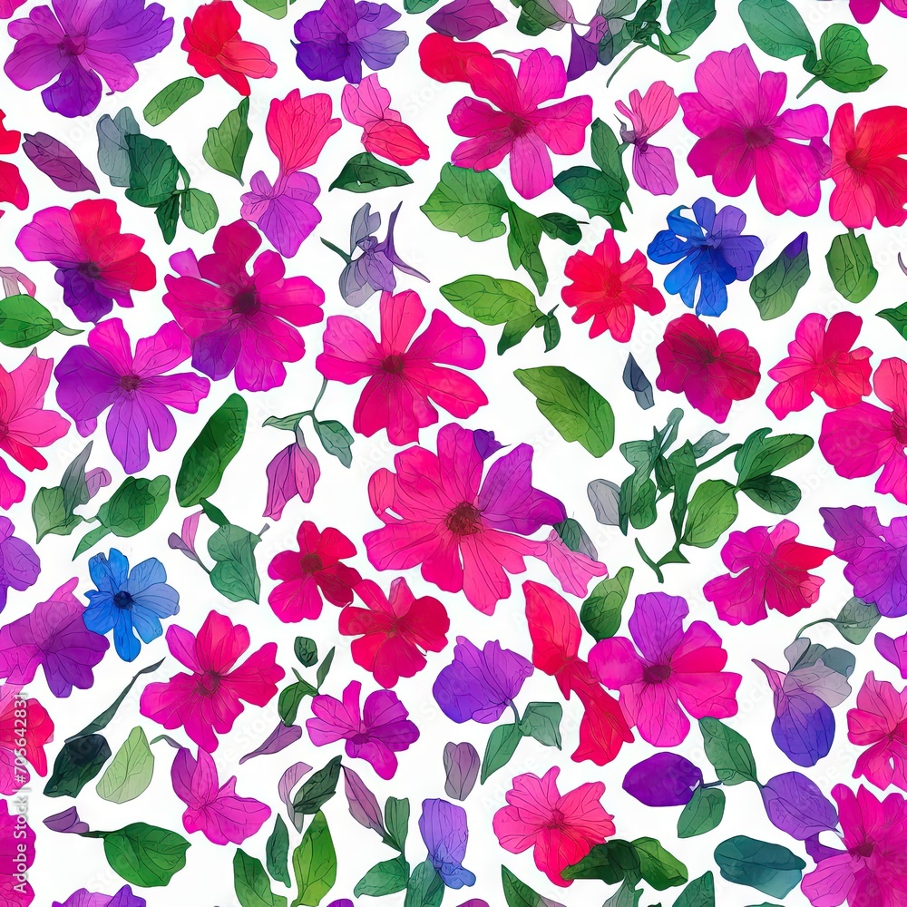 Flowers. Abstract seamless pattern. AI generated.