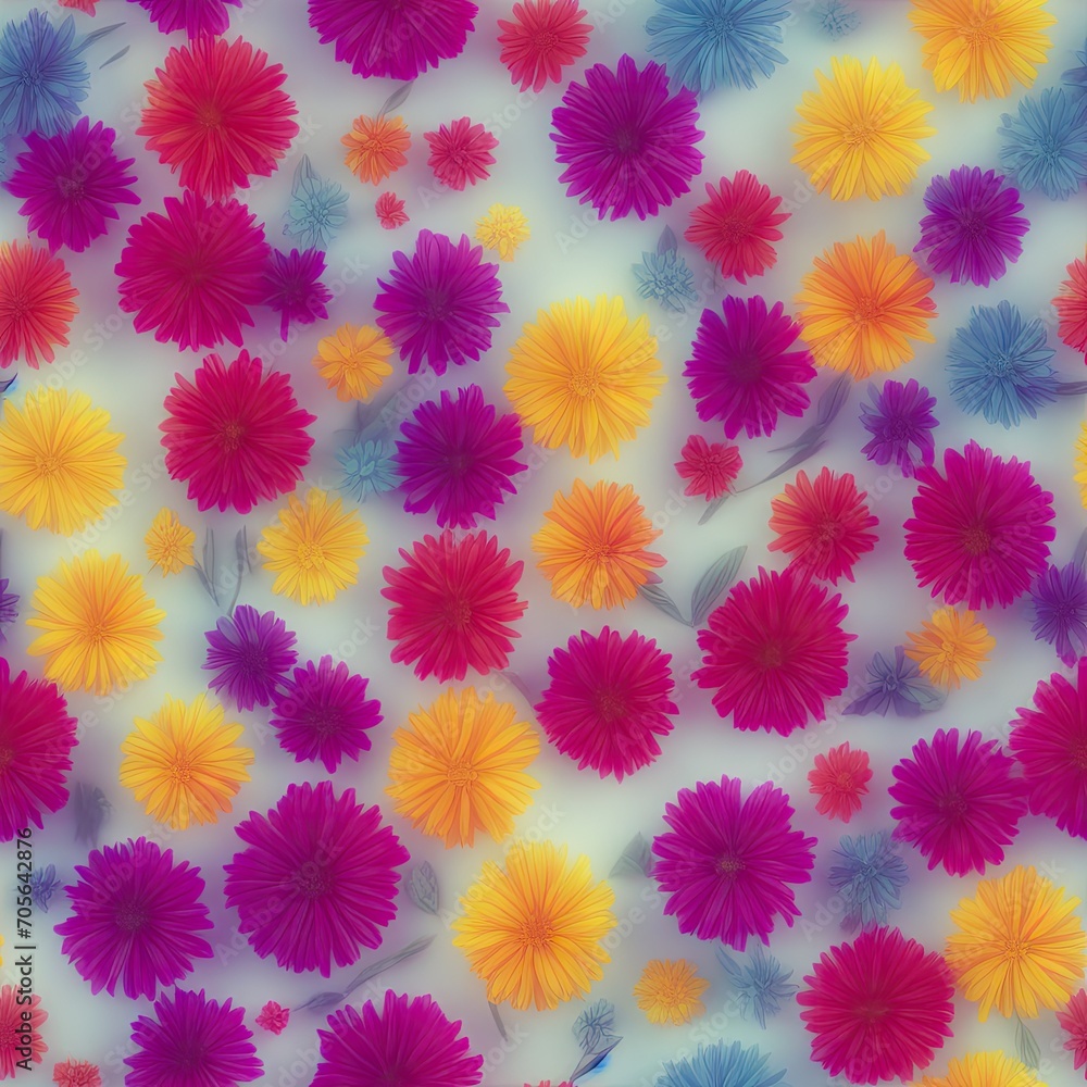 Flowers. Abstract seamless pattern. AI generated. Flowers. Abstract seamless pattern. AI generated.