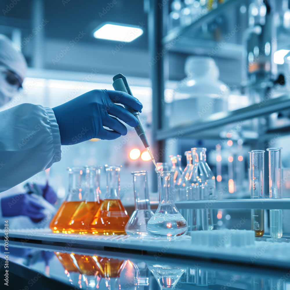 Professional health care researchers working in life of medical science laboratory, technology of medicine chemistry lap experiment for hospital. Generative Ai Professional health care researchers working in life of medical science laboratory, technology of medicine chemistry lap experiment for hospital. Generative Ai
