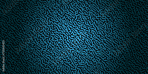 Abstract Reaction-diffusion or Turing pattern natural texture, in a coral blue gradient colour scheme. Linear design with biological shapes.Organic lines in memphis. abstract turing organic wallpaper.