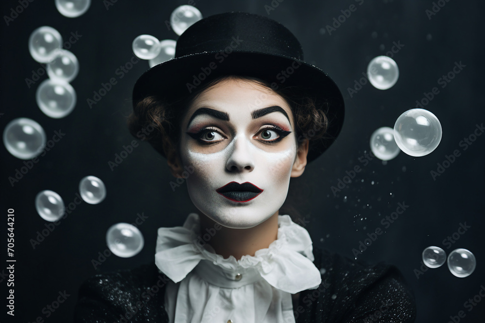 Circus performer clown magician showman in retro costume miracle time Generative AI