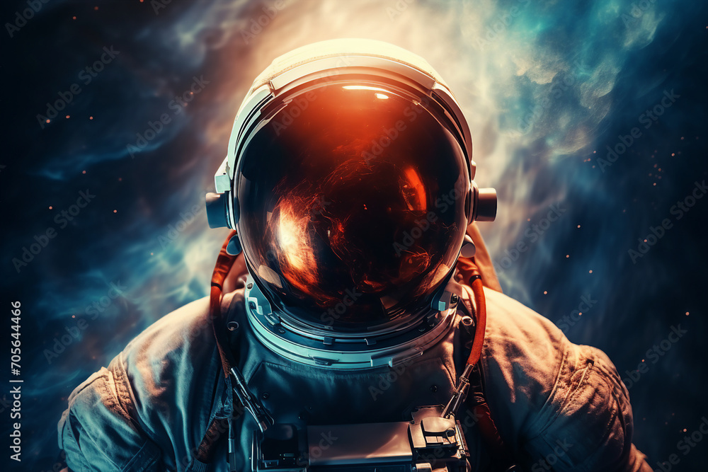 Generative AI picture of astronaut spaceman woman do space walk working space station in outer space futurism Generative AI picture of astronaut spaceman woman do space walk working space station in outer space futurism