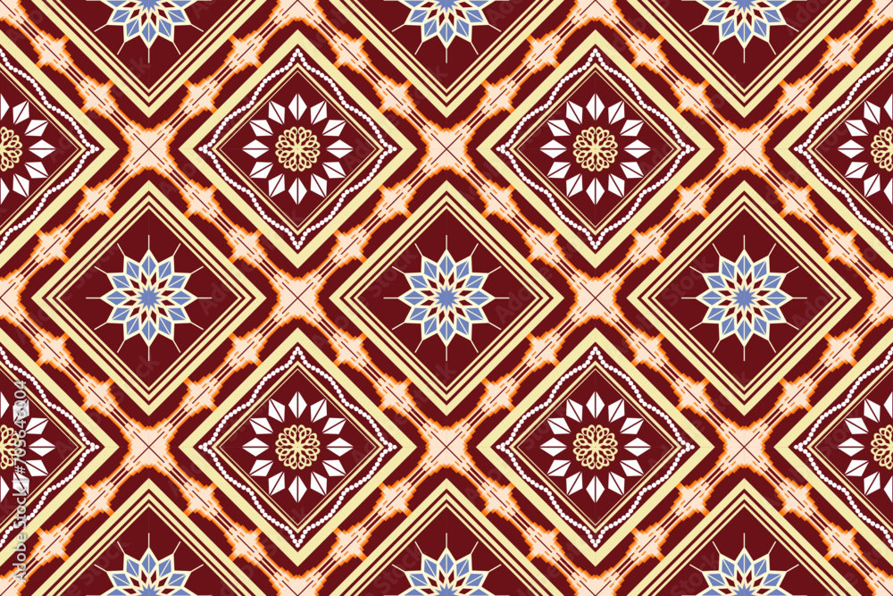Ethnic Figure aztec embroidery style. Geometric ikat oriental traditional art pattern.Design for ethnic background,wallpaper,fashion,clothing,wrapping,fabric,element,sarong,graphic,vector illustration