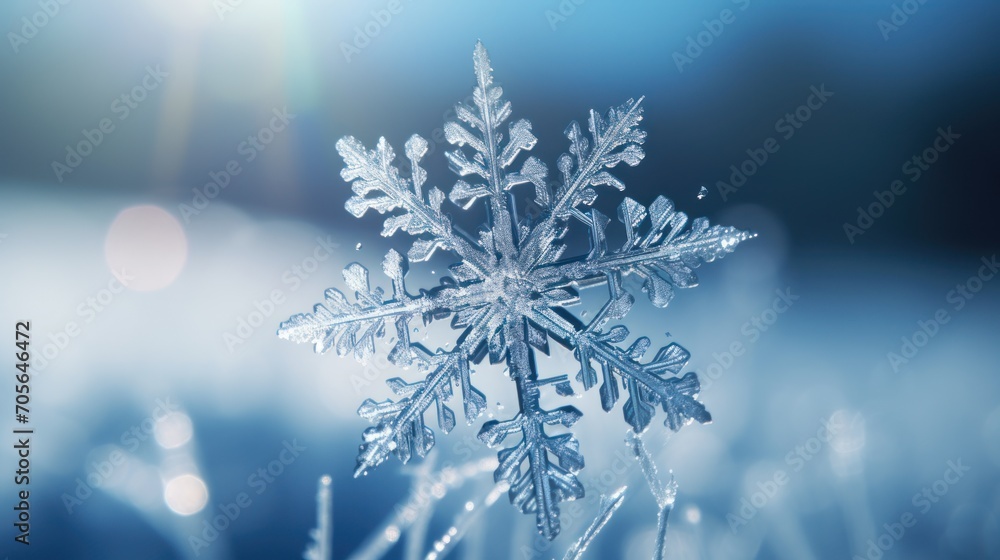 Snowflake on blue background. created with ai Snowflake on blue background. created with ai