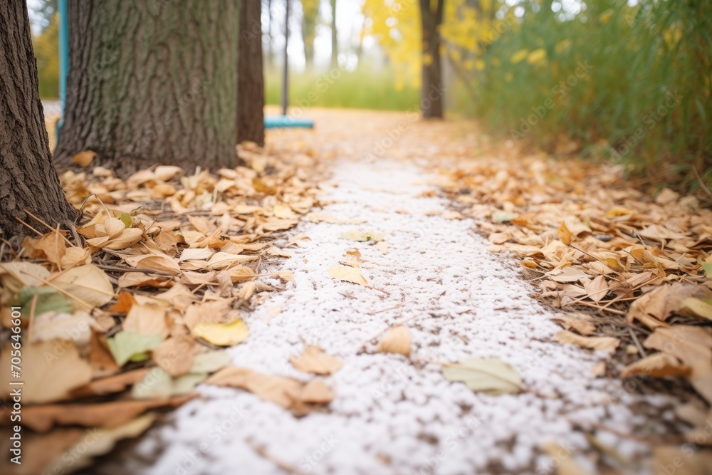 trail carpeted with white-edged leaves trail carpeted with white-edged leaves