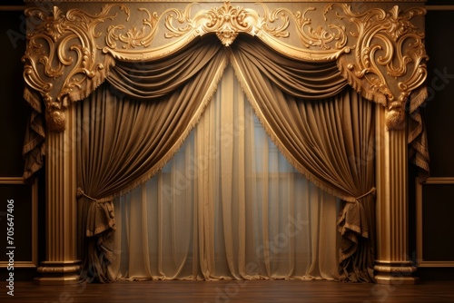 Lavish Luxury curtain. Festival sofa cozy. Generate Ai