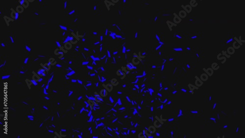 Falling Blue Confetti celebration on black, green and alpha matte background