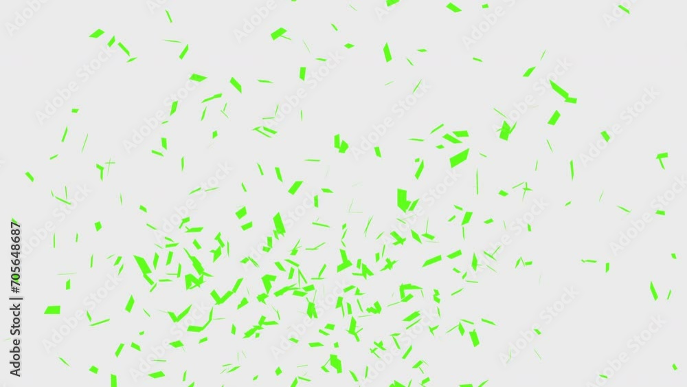 Falling Green Confetti over white, green and alpha matte background Falling Green Confetti over white, green and alpha matte background