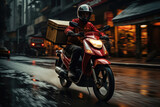 Delivery man, courier moto scooter driver