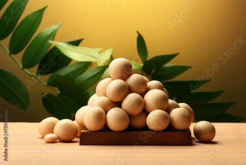 Creamy Macadamia nuts. Raw seed nut. Generate Ai photo