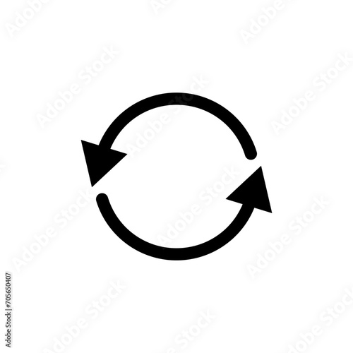 Cyclic Action Line Icon. Reciprocal Operation Icon in Black and White color. photo