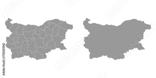 Bulgaria gray map with provinces. Vector illustration.