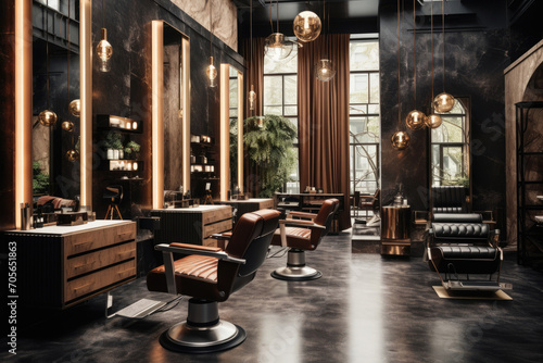 Interior of a modern hairdressing salon, barbershop photo