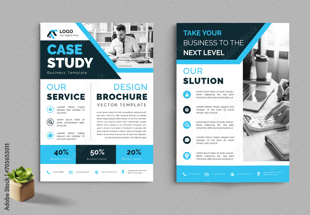 Business Case Study Layout With Blue Accents Stock Template | Adobe Stock